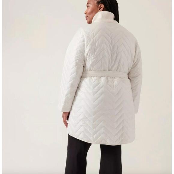 Athleta Mendocino Puffer Coat Quilted White Light Quilted Belted Size 2X NWT - Picture 2 of 16